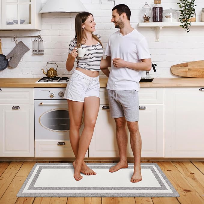 White Kitchen Mat Cushioned Anti-Fatigue Non-Skid Waterproof Rugs Ergonomic - Image 2