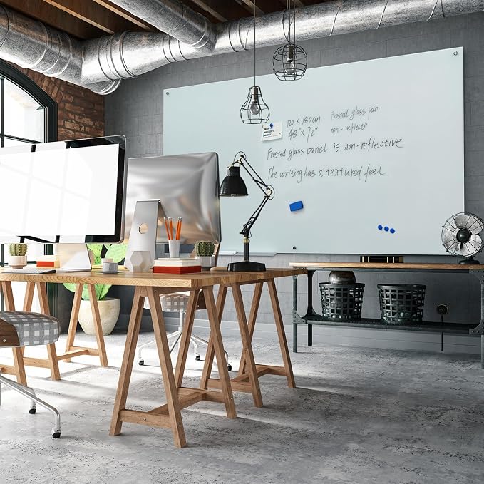 Magnetic Frosted Glass Whiteboard 48"x72" Glass Dry Erase Board 48"x72" Wall - Image 2