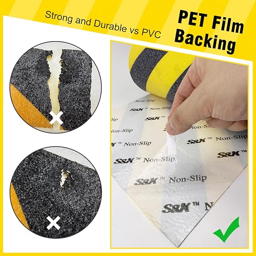 S&X Black/Yellow Anti Slip Tape 3" x 33 FT, Heavy-Duty Grip Tape - Image 4
