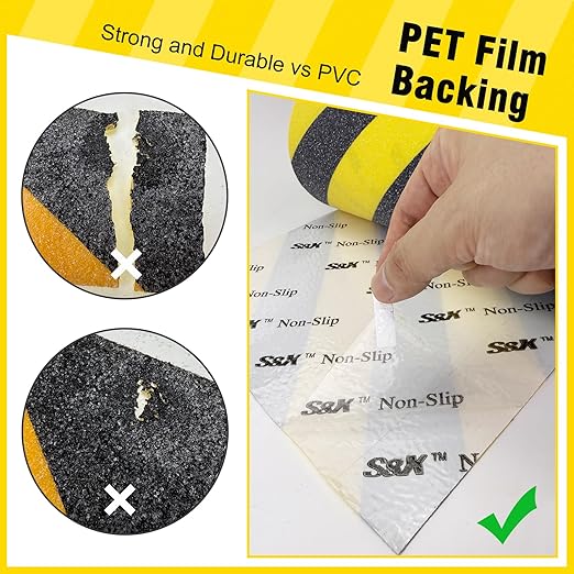 S&X Black/Yellow Anti Slip Tape 12" x 33 FT, Heavy-Duty Grip Tape - Image 4