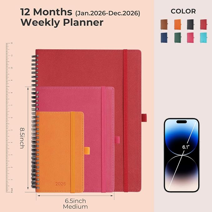 Planner 2026 Daily Weekly and Monthly, 12 Months Spiral Bound Calendar Agenda - Image 2