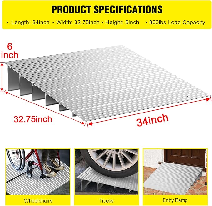 Door Threshold Ramp 6" Rise Door Ramp Aluminum Entry Ramp or Doorways Rated 800 - Image 2