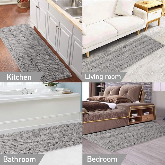 Turquoize Shaggy Chenille Bathroom Rugs Bath Room Runner Rug Extra Long Large - Image 6