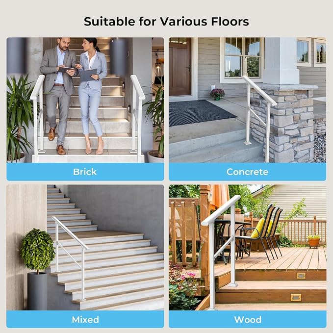 Hand Rails for Outdoor Steps, 4 Step Stair Handrail & Indoor Stair Railing - Image 7