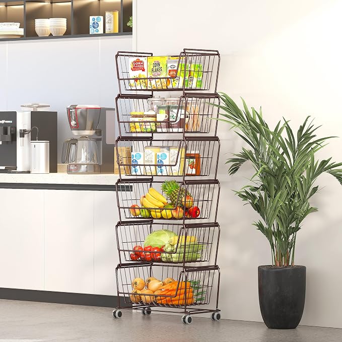 PUSDON Stackable Metal Storage Carts, Dual Use Shelf - Image 4