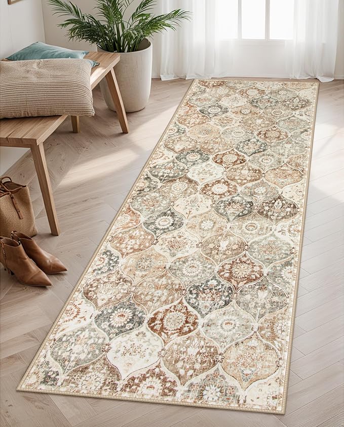 Lahome Moroccan Trellis Hallway Runner Rug, 2x6 Kitchen Runner Rugs Non Skid by Lahome
