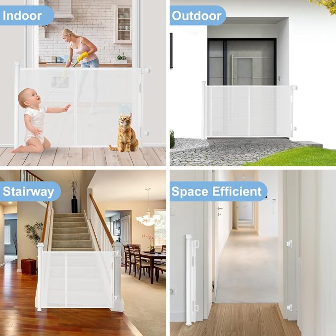 120 inches Extra Wide Baby Gate, 34 inches Tall Retractable Pet Gate - Image 7