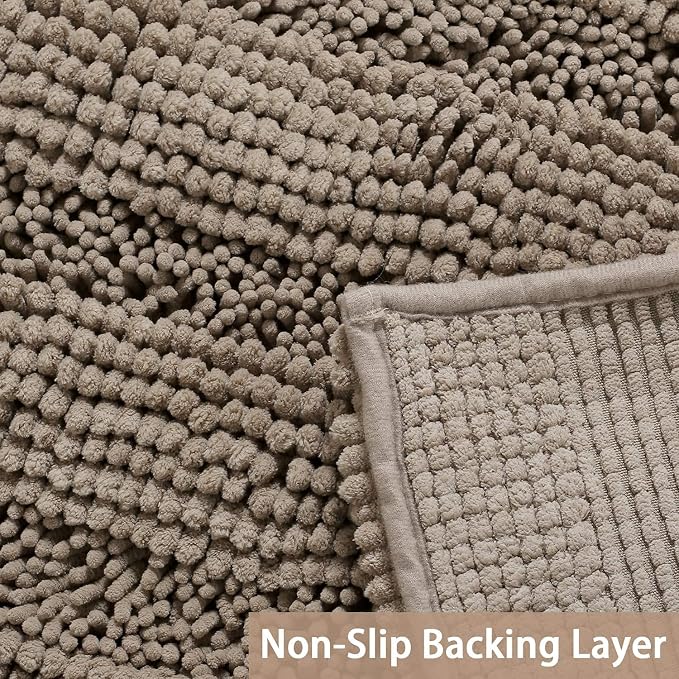 Turquoize Chenille Bathroom Rugs Set Non-Slip Bath Mats - Image 4