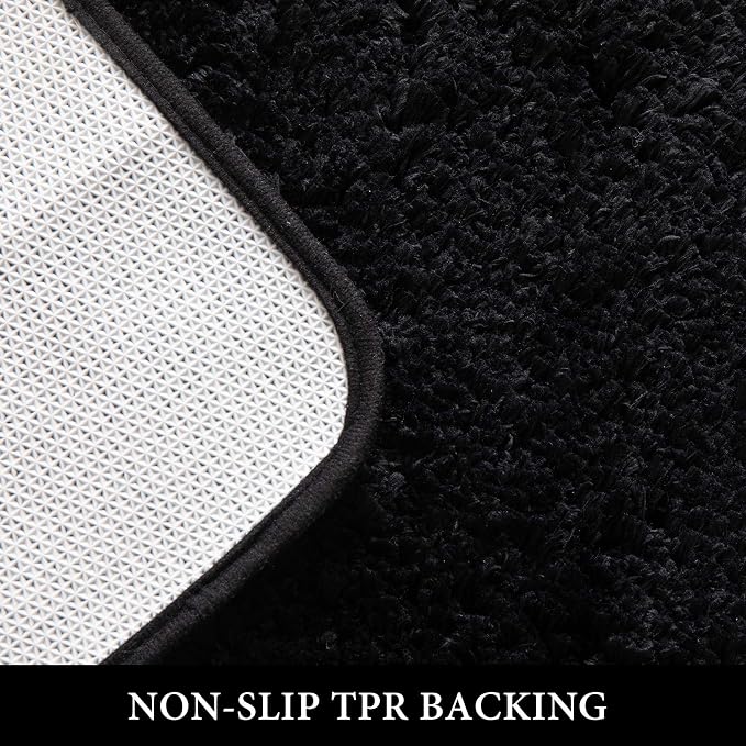 MIULEE Black Absorbent Bath Rugs, Soft Large Bathroom Mats Non-Slip and - Image 4