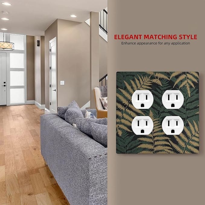 Outlet Covers Botanical Fern Green Leaf Forest 2 Gang Double Duplex Decorative - Image 7