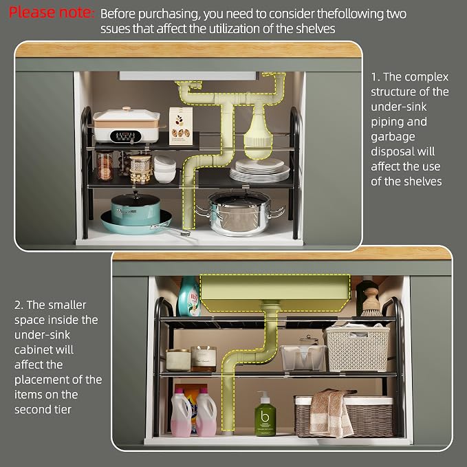 NETEL Under Sink Organizers and Storage, 2 Tier Expandable Under Cabinet - Image 2