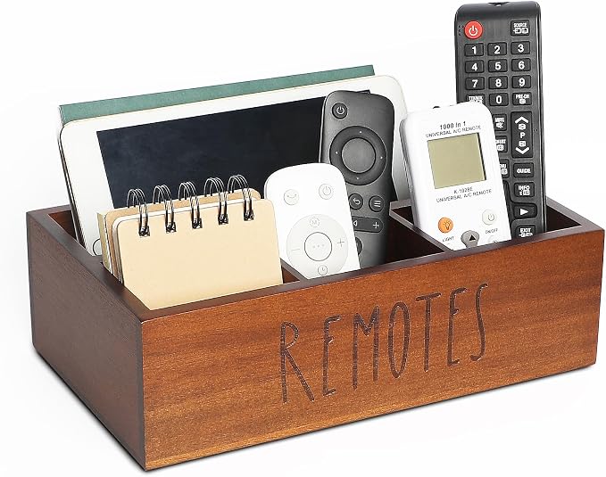Acacia Wood Remote Control Holder, TV Remote Holder, Remote Organizer by LBEMEY