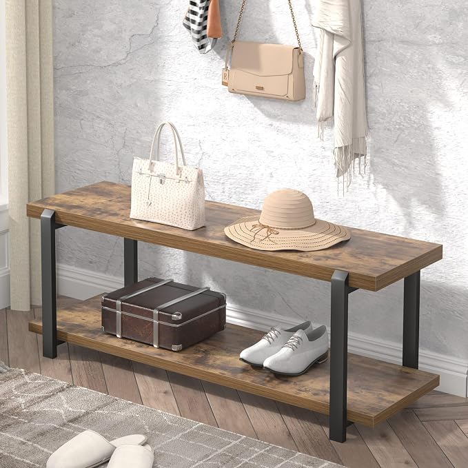 EXCEFUR Entryway Bench, Industrial Shoe Storage Bench by EXCEFUR