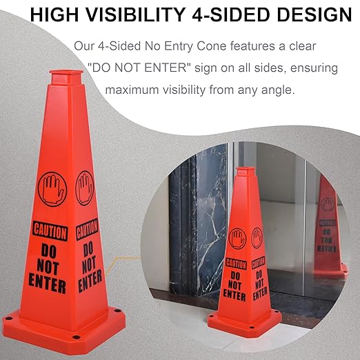 OrangeStar 3-Pack 28" Do Not Enter Cones, Large 4-Sided No Entry Message Safety - Image 5