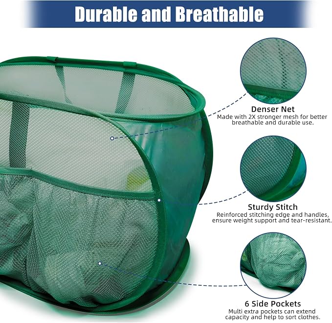 2 Pack Collapsible Laundry Baskets, Upgrade Pop Up Laundry Hamper - Image 5