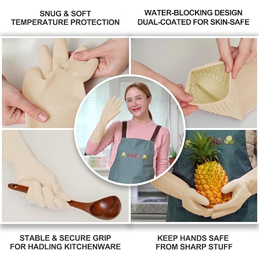 Mamison 2 Pairs Reusable Waterproof Household Dishwashing Cleaning Rubber Gloves - Image 3