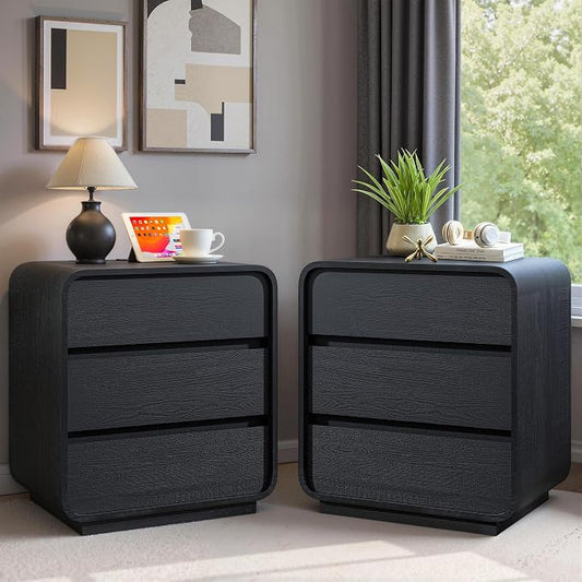 Black Curved Night Stand Set of 2 by StandifurnoFurniture
