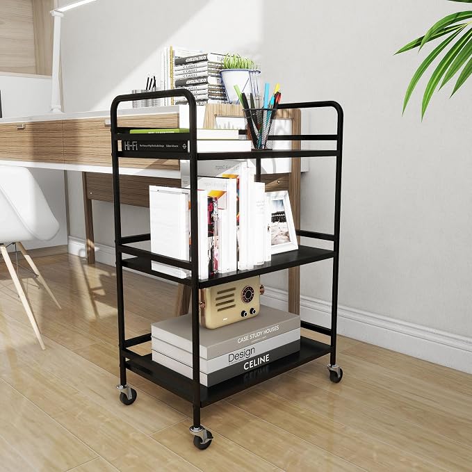DCLRN 3 Tier Rolling Cart, Storage Organizer Cart, Rolling Metal Organization - Image 4
