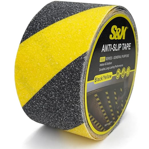 S&X Black/Yellow Anti Slip Tape 3" x 33 FT, Heavy-Duty Grip Tape by SXProducts