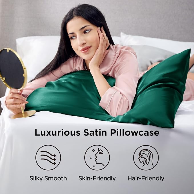 Bedsure Satin Pillowcases, Similar to Silk Pillow Cases Queen Size Set of 2 - Image 3