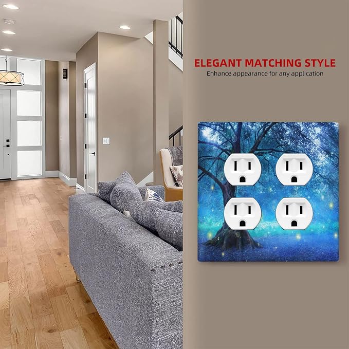 Decorative Light Switch Cover Plate Fantasy Fairy Tree In Mystic Forest 2 Gang - Image 7