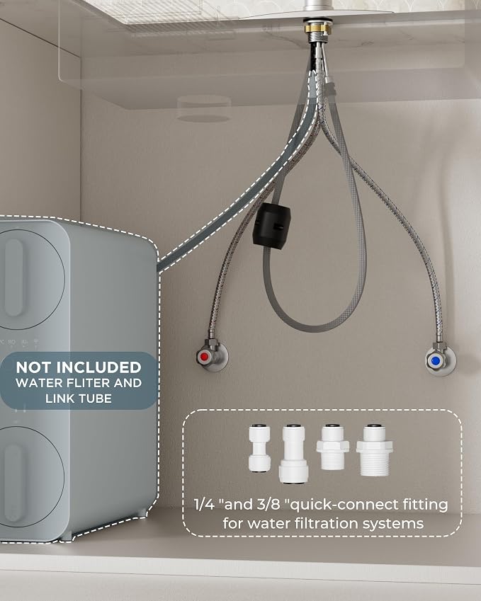 FORIOUS Kitchen Faucets with Water Filter, 2 in 1 Stainless Steel Pull Down - Image 5