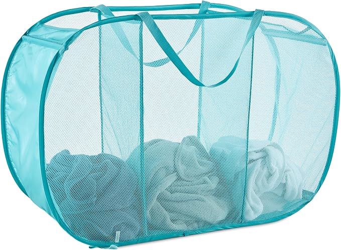 Mesh Popup Laundry Hamper 3 Compartment Sortable Horizontal Collapsible Laundry by Seiritex