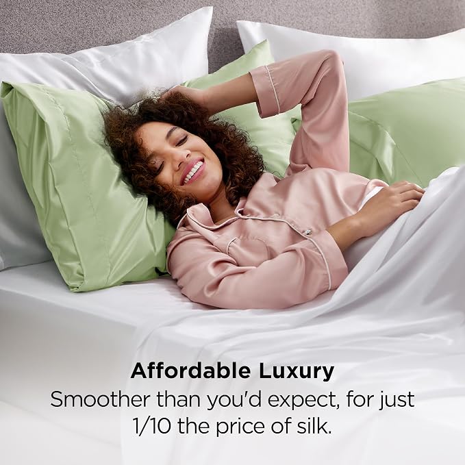 Bedsure Satin Pillowcase 2 Pack Similar to Silk Pillow Cases Standard Size - Field & Grace