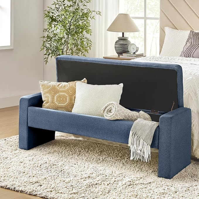 55" Modern Upholstered Storage Bench - Image 3