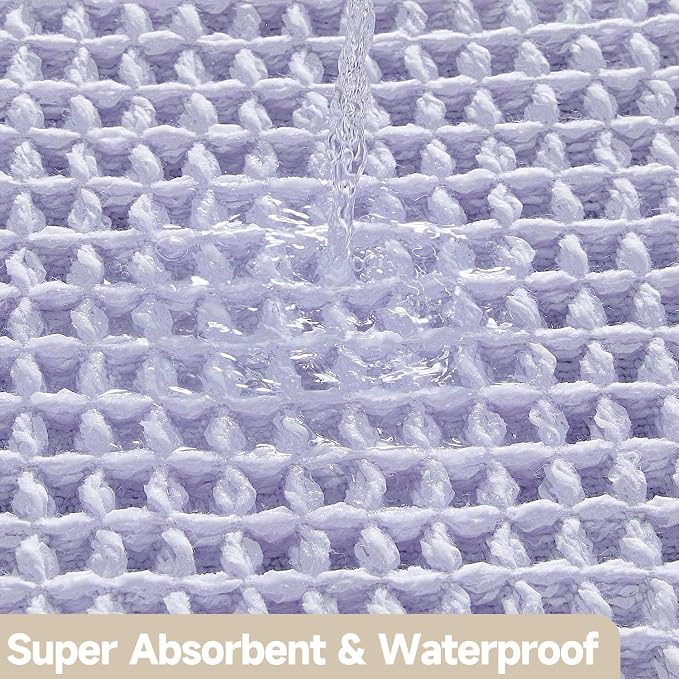 Waffle Bath Mat, Boho Bathroom Rugs Non Slip Washable Super Absorbent Quick Dry - Image 7