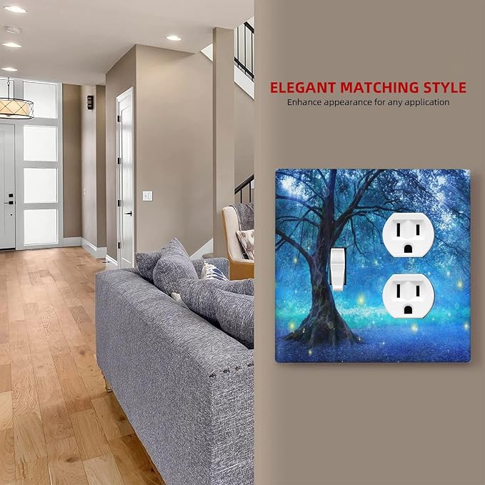 Decorative Light Switch Cover Plate Fantasy Fairy Tree In Mystic Forest 2 Gang - Image 7