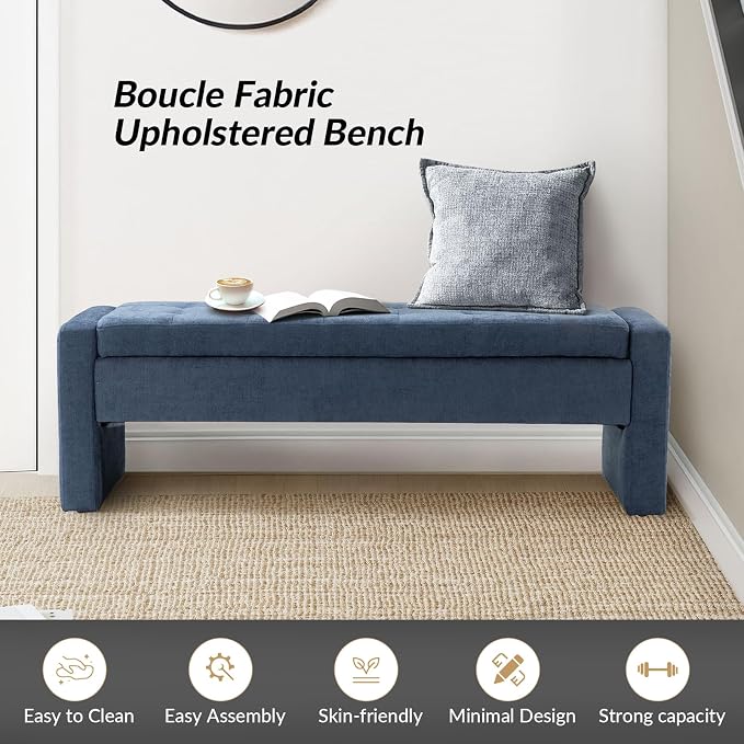 55" Modern Upholstered Storage Bench - Image 8