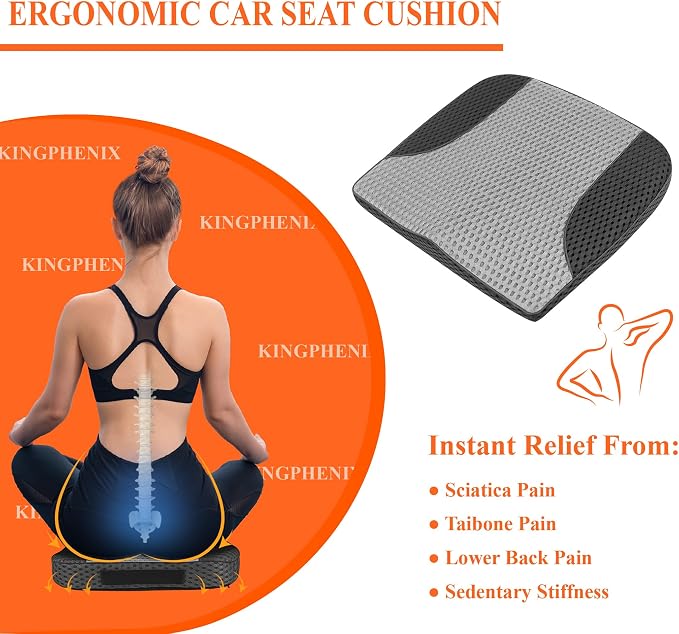 kingphenix Premium Car Seat Cushion, Memory Foam Driver Seat Cushion to Improve - Image 2