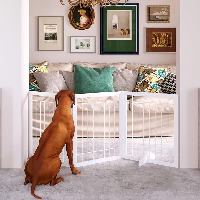 JSB 72-inch Extra Wide 28-inch Tall Dog gate, Freestanding Pet Gate by HomeFurniture