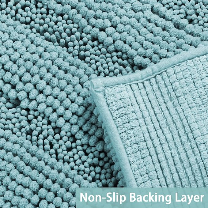 Turquoize Bathroom Rugs Shaggy Chenille Bath Rug Non Slip Thick Shaggy Bath Mats - Image 4