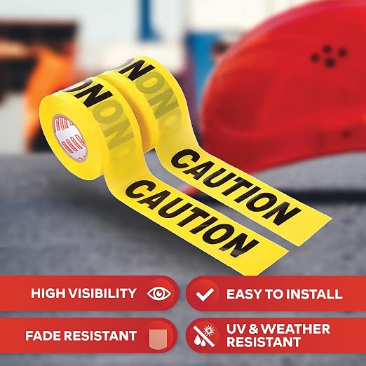 XFasten Yellow Caution Tape Roll, 3 in x 1000 ft, Thick and Durable Yellow - Image 2