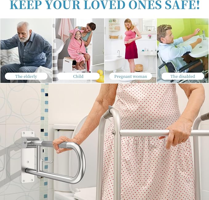 Toilet Grab Bar 22.4 Inch, Munzong Anti-Slip Handicap Grab Bars - Image 7