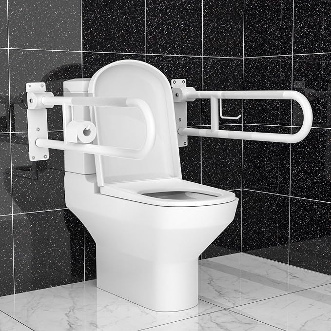 U Shaped Toilet Grab Bar 30.3 Inch, Munzong White Anti-Slip Support Rail - Image 5