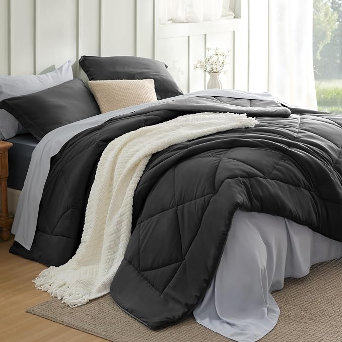 Bedsure Charcoal Grey King Comforter Set by BEDSURE