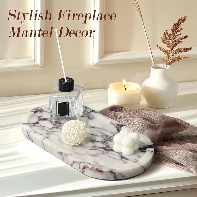 100% Real Natural Marble Tray for Bathroom, Luxury Calacatta Viola Stone Vanity - Image 2