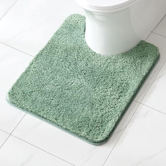 MIULEE Microfiber Toilet Bath Mat U-Shaped Contour Shaggy Bathroom Rugs Non by MIULEE