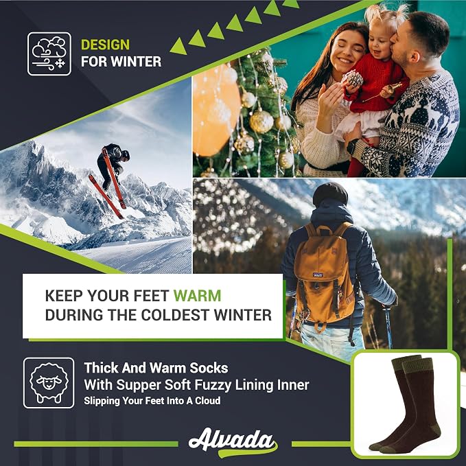 Alvada Warm Thermal Wool Socks for Winter Moisture Wicking and Breathable Cozy - Image 5