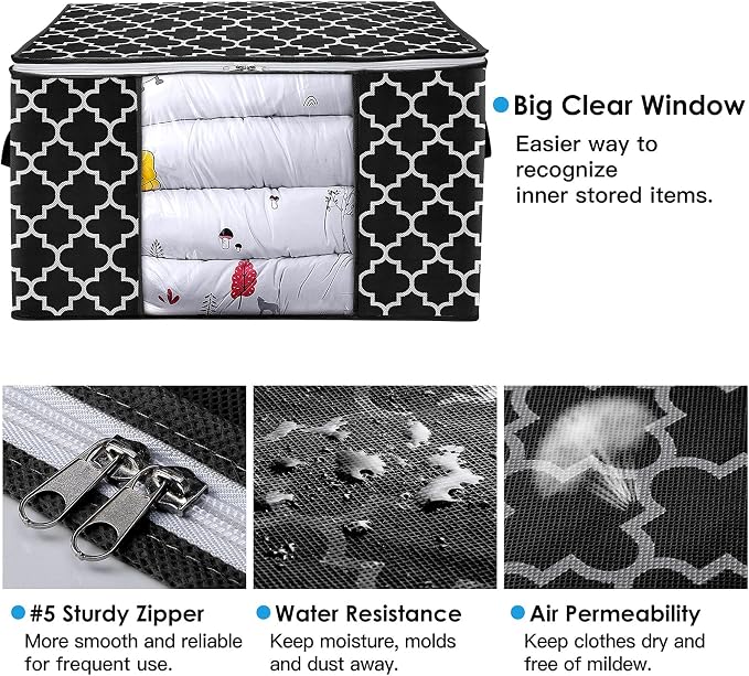 WISELIFE Storage Bags 100L 6-Pack Large Blanket Clothes Organization and - Image 3