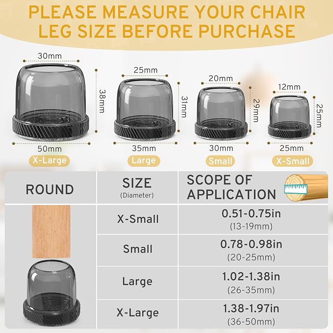 24PCS Extra Small Chair Leg Floor Protectors, Furniture Sliders, Chair Leg - Image 3