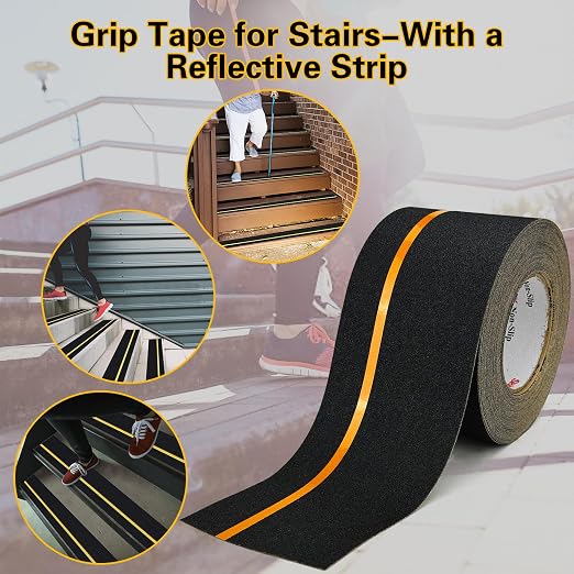 S&X Grip Tape for Stairs 4 Inch x 60 Ft, 2X Longer Heavy Duty Anti Slip - Image 3