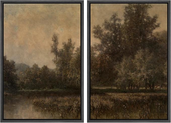 MUDECOR Framed Canvas Print Wall Art Wildflower Meadow Romantic Impressionist by MUDECOR
