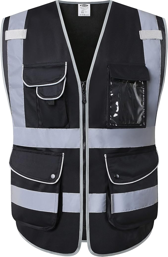 JKSafety 9 Multi-Functional Pockets Zipper Front Safety Vest by JKSafety