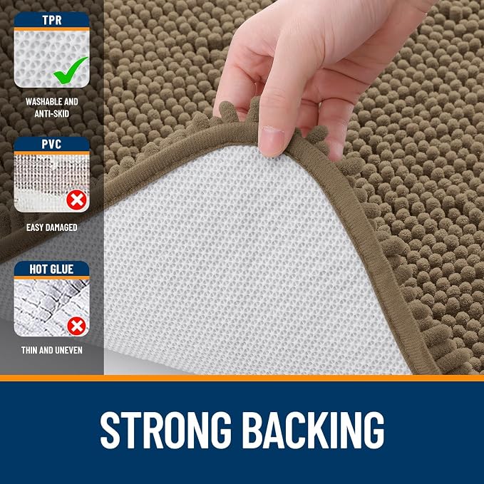 OLANLY Bathroom Rugs Sets 2 Piece, Soft Absorbent Chenille Bath Mats and - Image 5