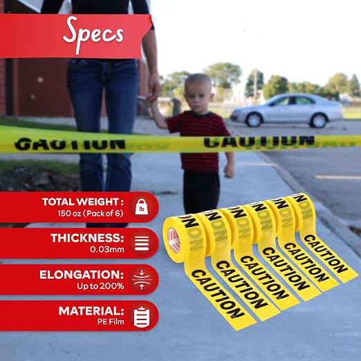 XFasten Yellow Caution Tape Roll Bulk, 3 in x 1000 ft, Thick and Durable Yellow - Image 2