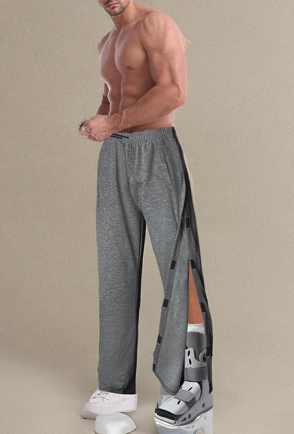 Men's Tearaway Pants for Post Surgery 2 Side Velcro Breakaway Open Bottom - Image 6